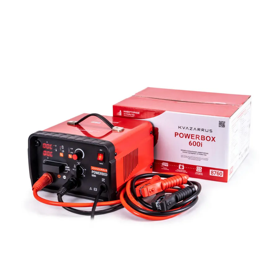 Пуско-зарядное устройство инверторное KVAZARRUS PowerBox 600i, таймер, цветная коробка