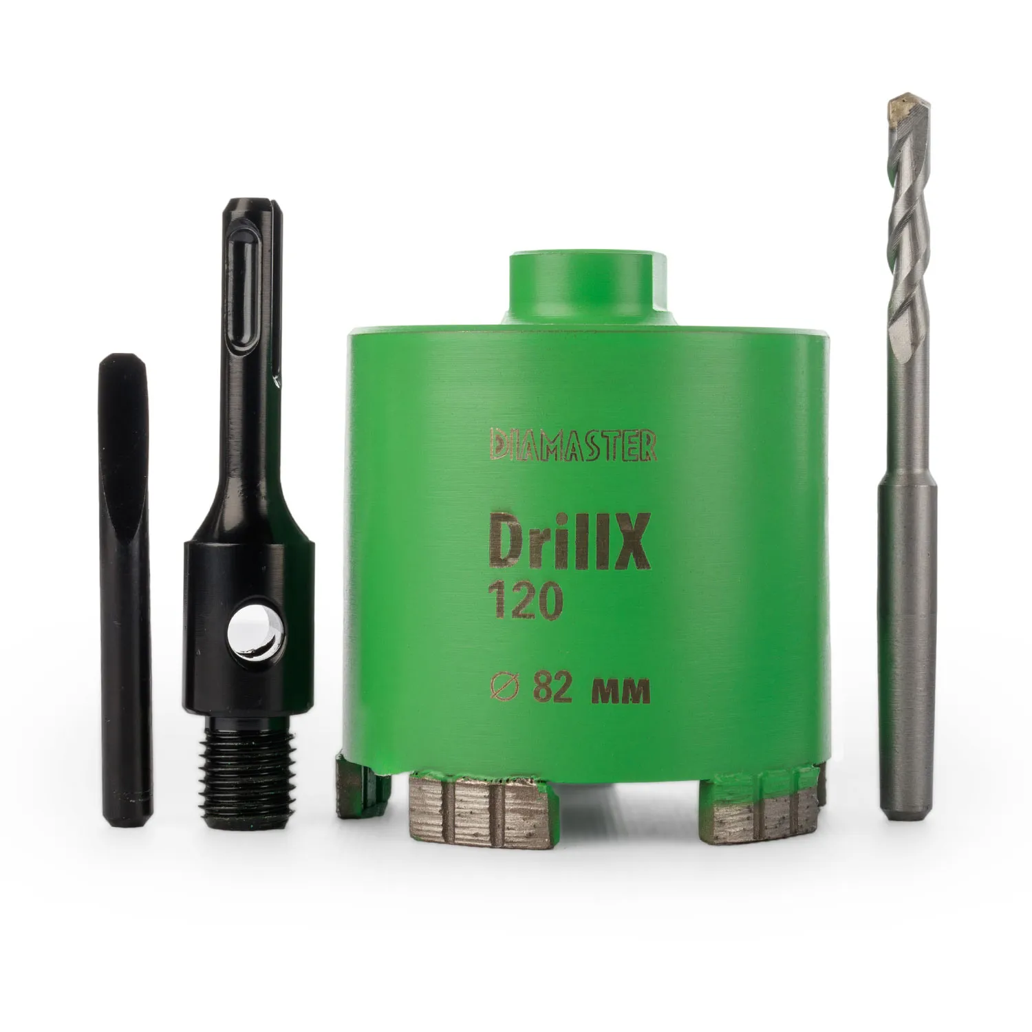 Алмазная коронка DIAMASTER DrillX-120 по ж/бетону и кирпичу 82 мм (М16/SDSplus) dry Laser бурение