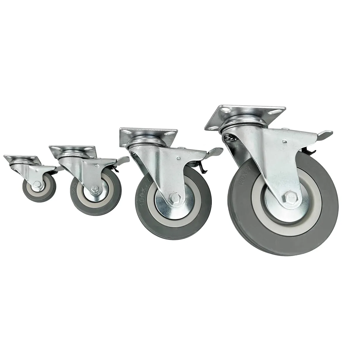Поворотная опора колесная с тормозом HITCH 50*18 резина серая SCgb25 SZ084837