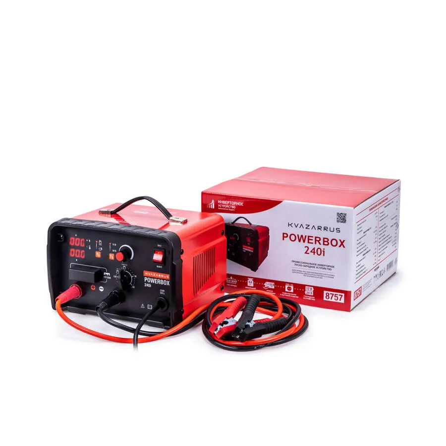 Пуско-зарядное устройство инверторное KVAZARRUS PowerBox 240i, таймер, цветная коробка